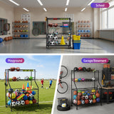 Everfit Sports Equipment Organizer Storage with Wheels Multi-Sport Garage Gym Black - Rear View