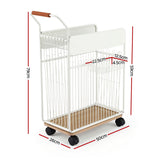 Everfit Yoga Mat Storage Rack Mobile Holder with Wheels Basket Home Gym Storage Organizer White - Front View