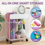 Everfit Yoga Mat Storage Rack Mobile Holder with Wheels Basket Home Gym Storage Organizer White - Top-Down View