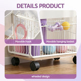 Everfit Yoga Mat Storage Rack Mobile Holder with Wheels Basket Home Gym Storage Organizer White - Rear View