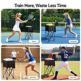 Everfit Foldable Tennis Hopper Stand with Wheels Holds Up to 150 Balls - Close-Up Angle