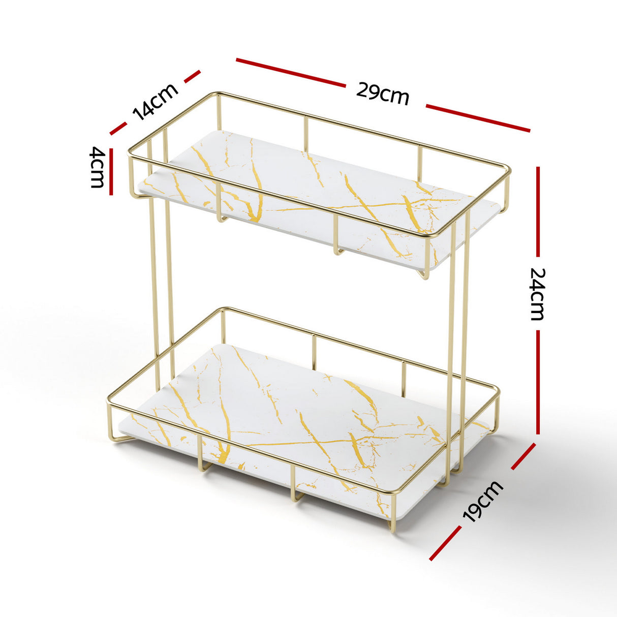 Artiss Bathroom Storage Rack 2 Tier Corner Organiser Gold Marble Look