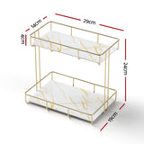 Artiss Bathroom Storage Rack 2 Tier Corner Organiser Gold Marble Look - Front View