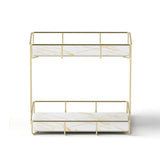 Artiss Bathroom Storage Rack 2 Tier Corner Organiser Gold Marble Look - Side View