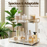Artiss Bathroom Storage Rack 2 Tier Corner Organiser Gold Marble Look - 45-Degree Angle