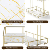 Artiss Bathroom Storage Rack 2 Tier Corner Organiser Gold Marble Look - Close-Up Angle