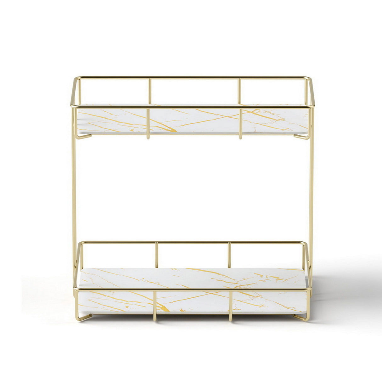 Artiss 2X Bathroom Storage Rack 2 Tier Corner Organiser Gold Marble Look