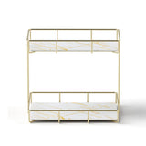 Artiss 2X Bathroom Storage Rack 2 Tier Corner Organiser Gold Marble Look - Side View