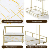 Artiss 2X Bathroom Storage Rack 2 Tier Corner Organiser Gold Marble Look - Close-Up Angle