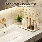Artiss 2X Bathroom Storage Rack 2 Tier Corner Organiser Gold Marble Look - Low Angle