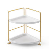 Artiss Bathroom Corner Shelf Countertop Organiser Vanity Storage Rack White Gold - Side View