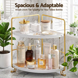 Artiss Bathroom Corner Shelf Countertop Organiser Vanity Storage Rack White Gold - 45-Degree Angle