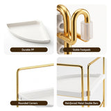 Artiss Bathroom Corner Shelf Countertop Organiser Vanity Storage Rack White Gold - Close-Up Angle