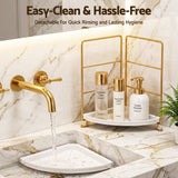 Artiss Bathroom Corner Shelf Countertop Organiser Vanity Storage Rack White Gold - Low Angle