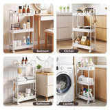 Artiss 3 Tier Slim Storage Trolley Narrow Utility Organiser Rack White - Top-Down View