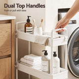 Artiss 3 Tier Slim Storage Trolley Narrow Utility Organiser Rack White - Rear View