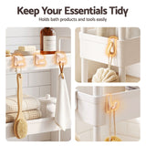Artiss 3 Tier Slim Storage Trolley Narrow Utility Organiser Rack White - Close-Up Angle