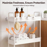Artiss 3 Tier Slim Storage Trolley Narrow Utility Organiser Rack White - Low Angle