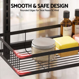 Artiss Over Door Bathroom Rack Hanging Organiser 4 Tier No Drill 91cm Black - 45-Degree Angle