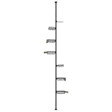 Artiss Tension Pole Shower Caddy Steel Corner Bathroom Shelf Black - Side View