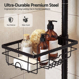 Artiss Tension Pole Shower Caddy Steel Corner Bathroom Shelf Black - Rear View