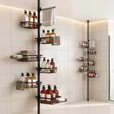 Artiss Tension Pole Shower Caddy Steel Corner Bathroom Shelf Black - Extra Image