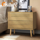 Oikiture Bedside Tables 2 Drawers Unique Handle-Free