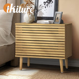 Oikiture Bedside Tables 2 Drawers Unique Handle-Free - 45-Degree Angle