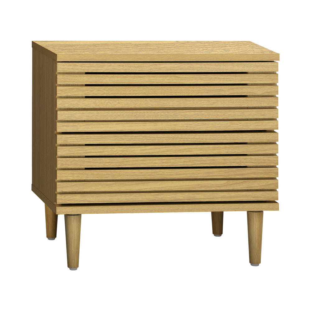 Oikiture Bedside Tables 2 Drawers Unique Handle-Free