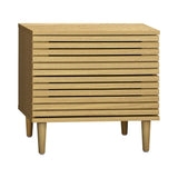 Oikiture Bedside Tables 2 Drawers Unique Handle-Free - Side View
