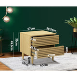 Oikiture Bedside Tables 2 Drawers Unique Handle-Free - Rear View