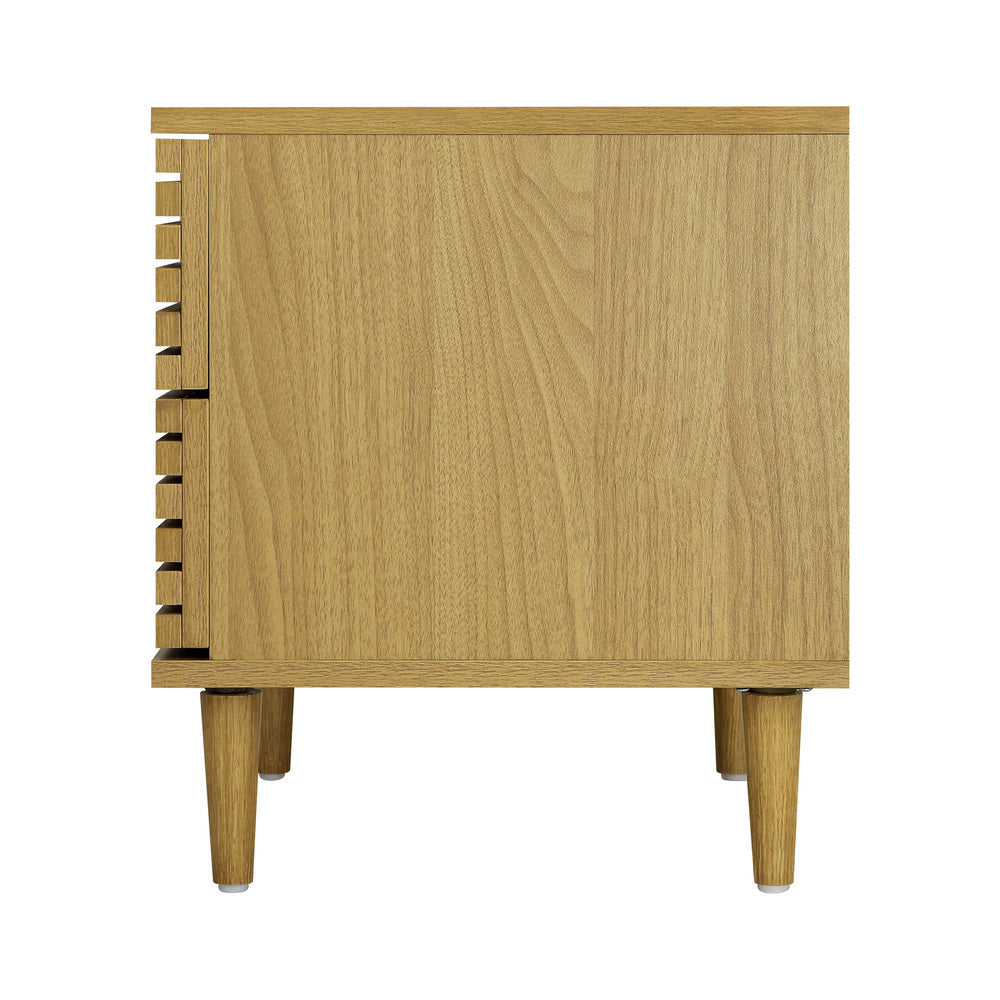 Oikiture Bedside Tables 2 Drawers Unique Handle-Free