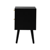 Oikiture Bedside Table 2 Drawers Storage Cabinet Rattan