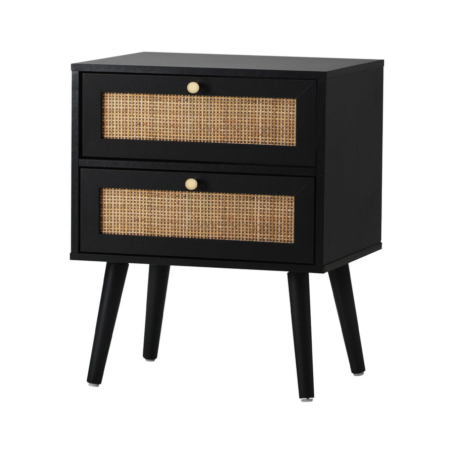 Oikiture 2X Bedside Table 2 Drawers Storage Cabinet Rattan