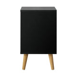 Oikiture Bedside Tables 2 Drawers Air Gap Handle Black