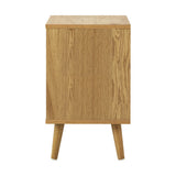 Oikiture Bedside Tables 2 Drawers Air Gap Handle Wooden