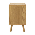 Oikiture Bedside Tables 2 Drawers Air Gap Handle Wooden