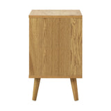 Oikiture Bedside Tables 2 Drawers Air Gap Handle Wooden - Front View