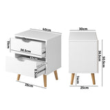 Oikiture Bedside Tables 2 Drawers Air Gap Handle White - Top-Down View