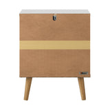 Oikiture Bedside Tables 2 Drawers Air Gap Handle White - Front View