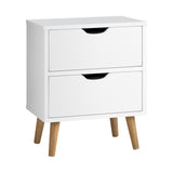 Oikiture Bedside Tables Set of 2 White - Front View