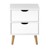 Oikiture Bedside Tables Set of 2 White - Side View