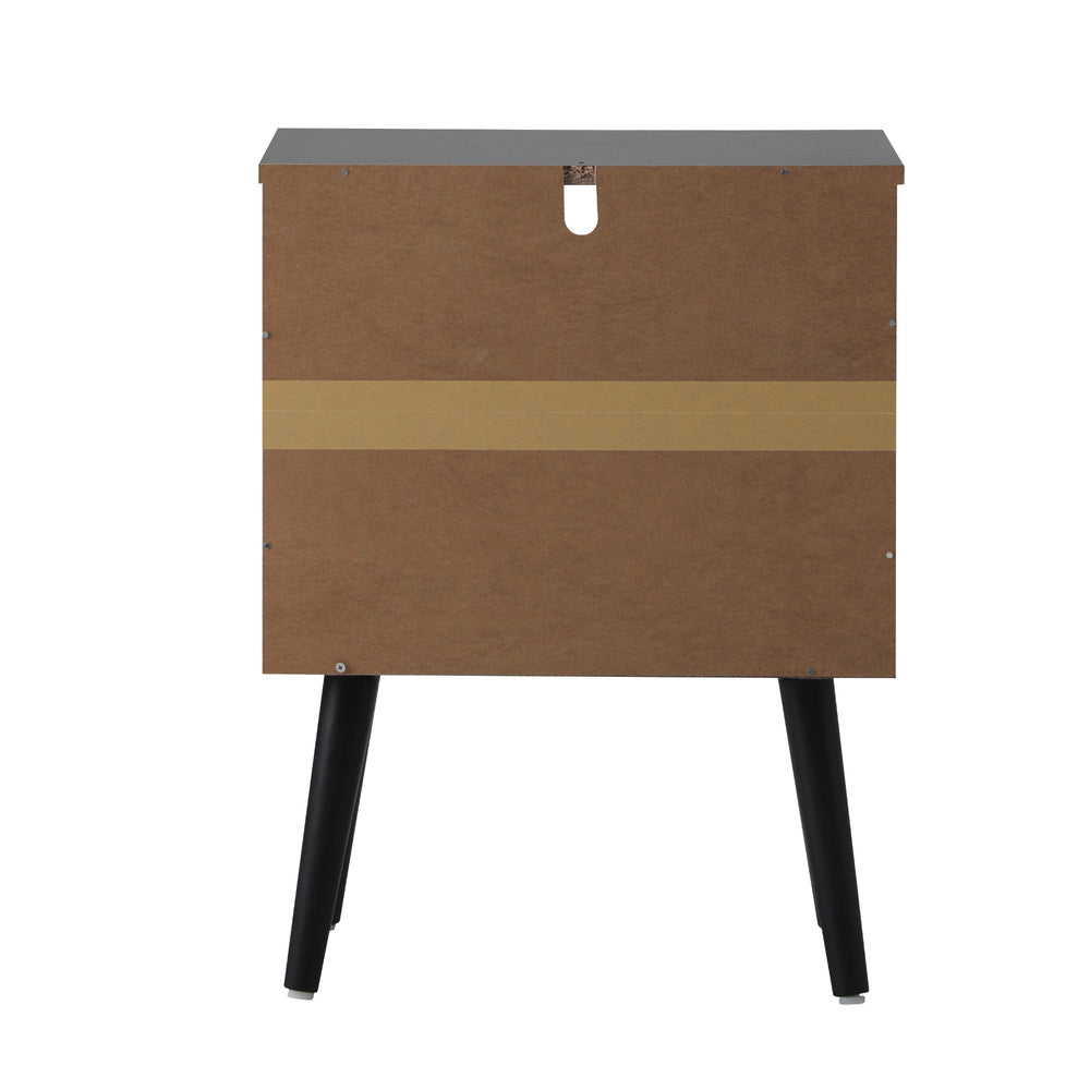 Oikiture Bedside Table Storage Drawer Shelf Rattan Black