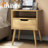 Oikiture Bedside Table Handle-Free Open Shelf Wood - Top-Down View