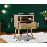 Oikiture Bedside Table Handle-Free Open Shelf Wood