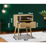 Oikiture Bedside Table Handle-Free Open Shelf Wood - Front View
