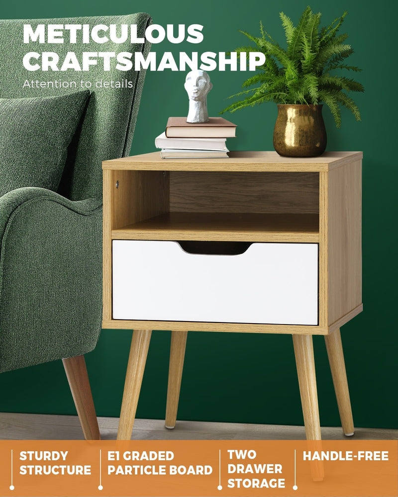 Oikiture Bedside Tables Set of 2 Side Table