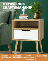 Oikiture Bedside Tables Set of 2 Side Table - Side View
