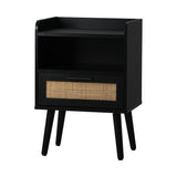 Oikiture Bedside Table Drawer Side End Table Rattan