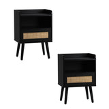 Oikiture 2X Bedside Table Drawer Side Table Rattan - Top-Down View